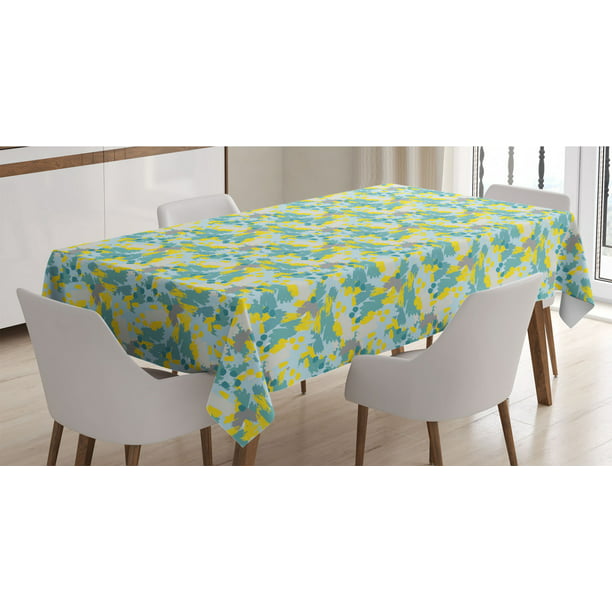 Grunge Stripes Pattern with Colorful Composition with Traditional Halftone Background Ambesonne Retro Tablecloth Rectangle Satin Table Cover Accent for Dining Room and Kitchen 52 X 70 Multicolor 